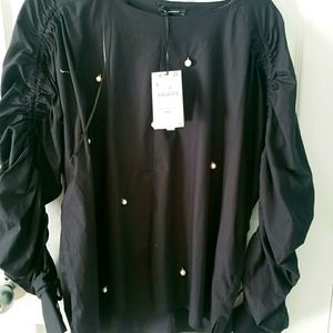 Zara pearl embellished blouse
